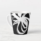 Orchid Noir: Abstract zwart en wit Latte Mok (Linkerhoek)