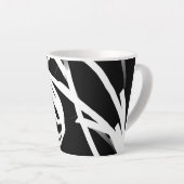 Orchid Noir: Abstract zwart en wit Latte Mok (Rechterhoek)