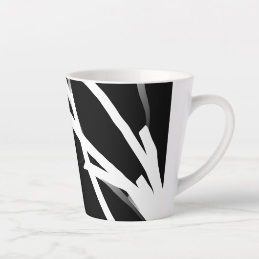 Orchid Noir: Abstract zwart en wit Latte Mok (Rechts)