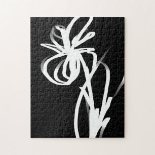 Orchid Noir: Abstract zwart en wit Legpuzzel