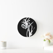 Orchid Noir: Abstract zwart en wit Ronde Klok (Huis)