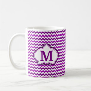 Orchid Paars Chevron Gepersonaliseerd Monogram Koffiemok