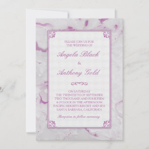 Orchid Paarse Marble Marbling Wedding Uitnodiging