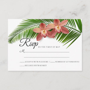 Orchid & Palm Leaf Tropical Floral Wedding RSVP Kaartje