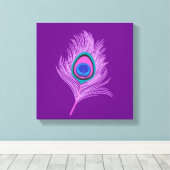 Orchid Peacock Feather op Amethyst Paars Canvas Afdruk (Insitu (Houten vloer))