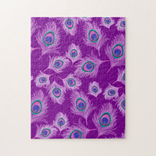 Orchid Peacock Feathers op Amethyst Paars Legpuzzel