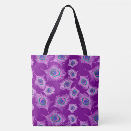 Orchid Peacock Feathers op Amethyst Paars Tote Bag