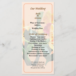 Orchid Persian Garden Wedding Programme Programma