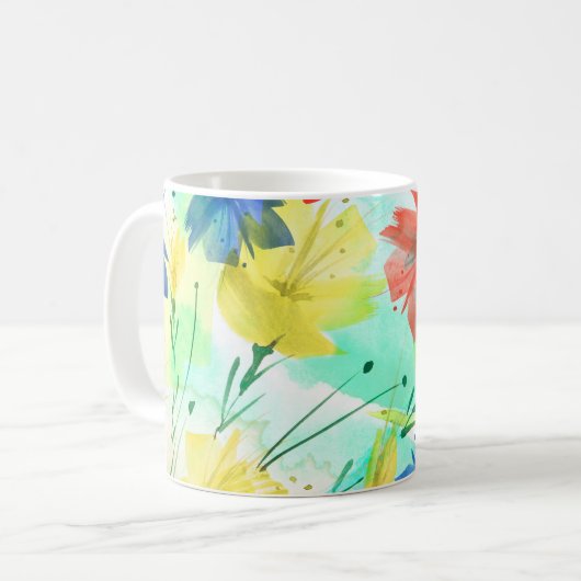 Orchid Poppy Peony Mode Boeket Koffiemok (Voorkant links)