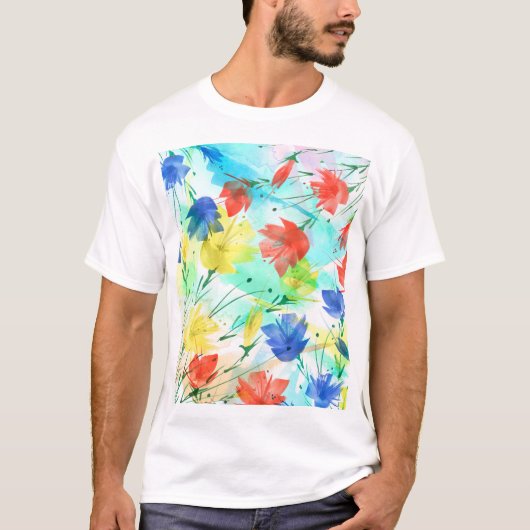 Orchid Poppy Peony Mode Boeket T-shirt (Voorkant)