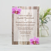 Orchid Rustic Barn Wood Wedding Invitations Kaart (Staand voorkant)