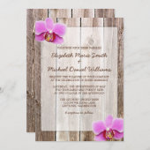 Orchid Rustic Barn Wood Wedding Invitations Kaart (Voorkant / Achterkant)