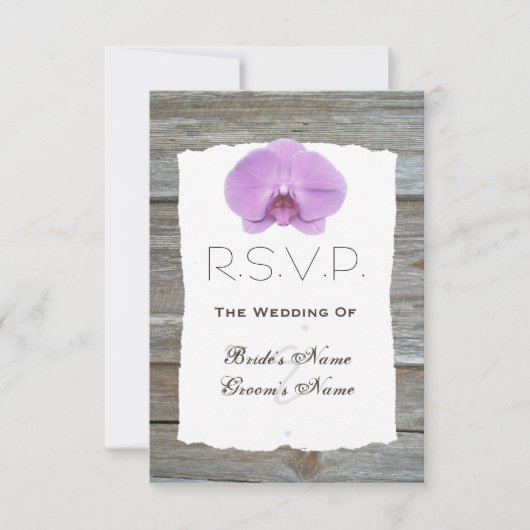Orchid Wedding RSVP - Barnwood (Voorkant)