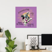 Orchid White Rabbit Happy Birthday Decreet Poster (Thuiskantoor)