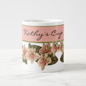 orchidee Afbeelding Monogram peach Extra Grote Beker (Voorkant)
