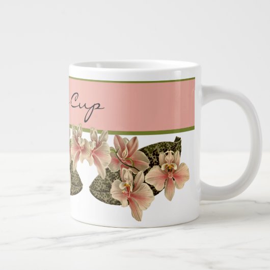 orchidee Afbeelding Monogram peach Extra Grote Beker (Rechts)