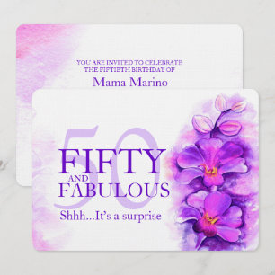Orchidee aquarel paars mauve vijftig en fantastisc kaart