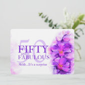 Orchidee aquarel paars mauve vijftig en fantastisc kaart (Staand voorkant)