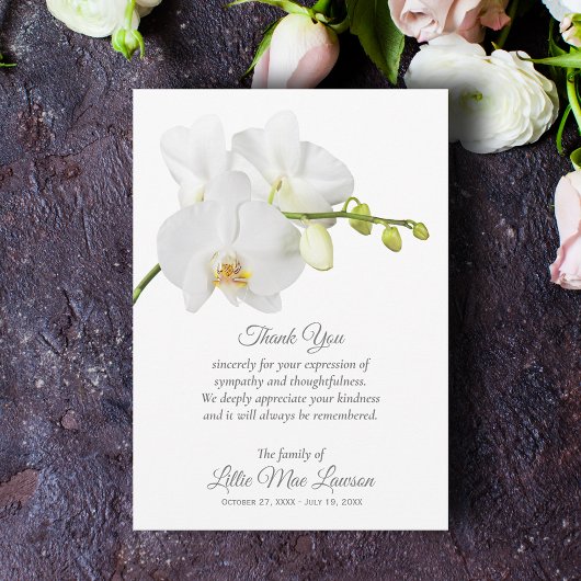 Orchidee begrafenis viering van het leven dank u k kaart