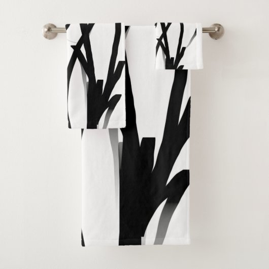 Orchidee Blanc: Abstract Wit & Zwart Bad Handdoek (Insitu)