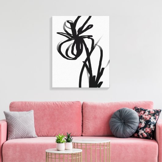 Orchidee Blanc: Abstract Wit & Zwart Canvas Afdruk (Insitu (Woonkamer))