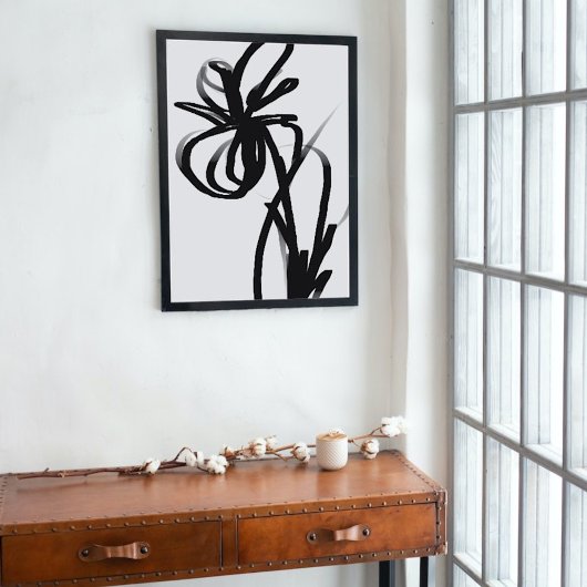 Orchidee Blanc: Abstract Wit & Zwart Canvas Afdruk