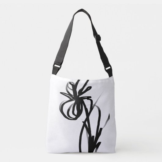 Orchidee Blanc: Abstract Wit & Zwart Crossbody Tas (Voorkant)