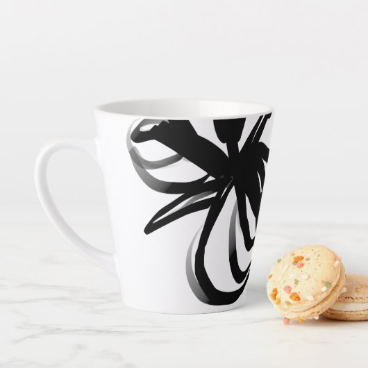 Orchidee Blanc: Abstract Wit & Zwart Latte Mok (In situ)