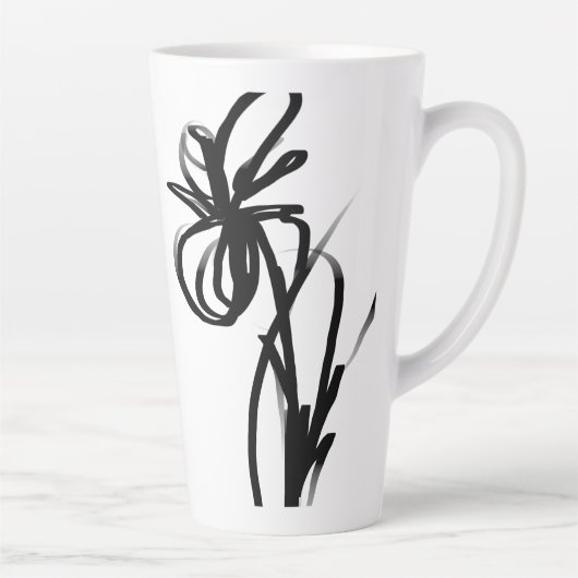 Orchidee Blanc: Abstract Wit & Zwart Latte Mok (Rechts)