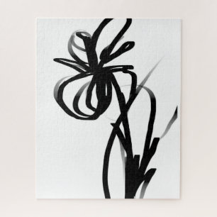 Orchidee Blanc: Abstract Wit & Zwart Legpuzzel