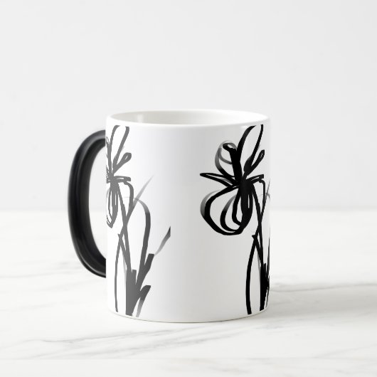 Orchidee Blanc: Abstract Wit & Zwart Magische Mok (Voorkant links)