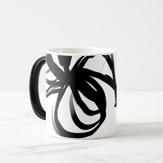 Orchidee Blanc: Abstract Wit & Zwart Magische Mok (Voorkant links)