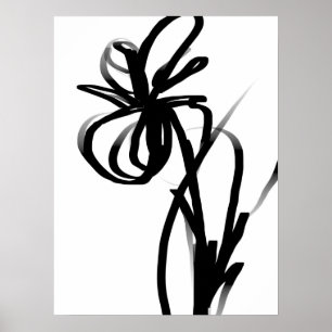 Orchidee Blanc: Abstract Wit & Zwart Poster