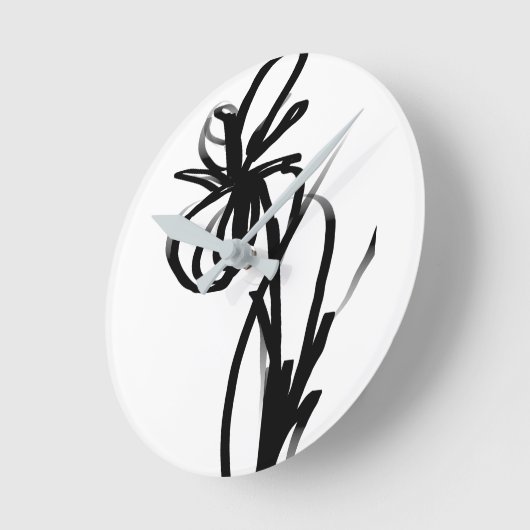 Orchidee Blanc: Abstract Wit & Zwart Ronde Klok (Hoek)