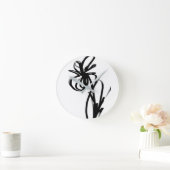 Orchidee Blanc: Abstract Wit & Zwart Ronde Klok (Huis)