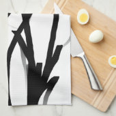 Orchidee Blanc: Abstract Wit & Zwart Theedoek (Quarter Fold)