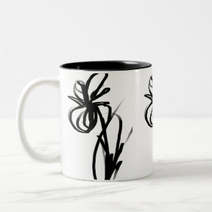 Orchidee Blanc: Abstract Wit & Zwart Tweekleurige Koffiemok