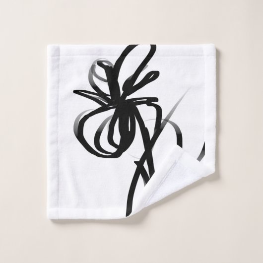 Orchidée Blanc : Abstrait blanc et noir (Gant de toilette)