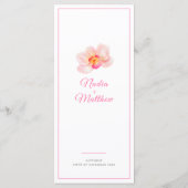 Orchidée blanc rose mariage événement menu long pe (Dos)