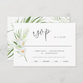 Orchidée blanche | Carte de réponse Mariage RSVP (Devant / Derrière)
