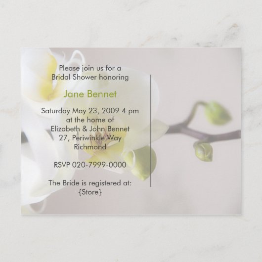 Orchidée blanche ・ Carte postale Invitation de dou (Dos)