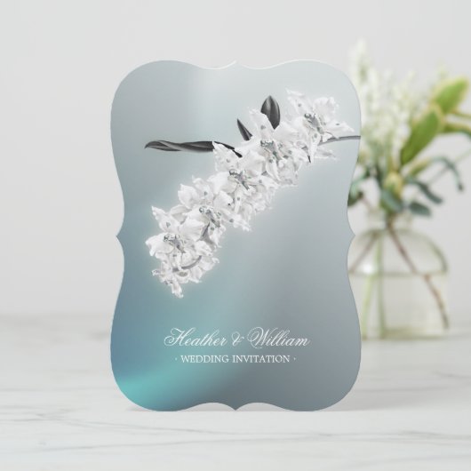 Orchidée blanche - faire-part de mariage (Debout devant)