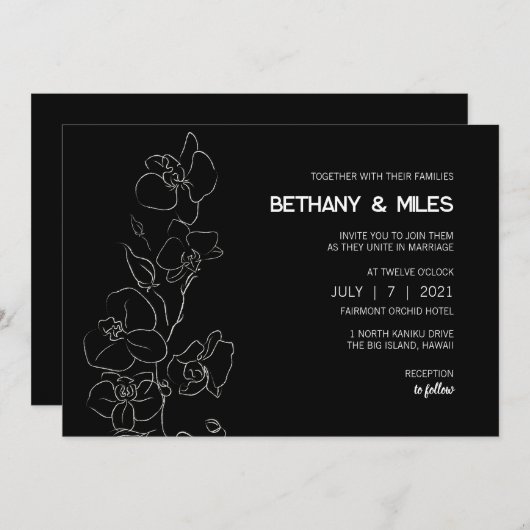 Orchidée blanche ・ Invitation tropicale moderne (Devant / Derrière)