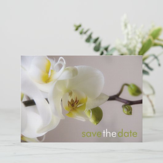 Orchidée blanche ・ Save the Date Carte (Debout devant)