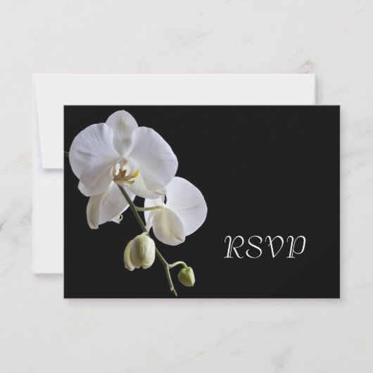 Orchidée blanche sur carte de réponse RSVP de mari (Devant)
