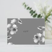 Orchidée blanche sur carte de réponse RSVP grise (Debout devant)