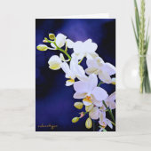 Orchidée blanche sur la carte d'anniversaire de (Devant)
