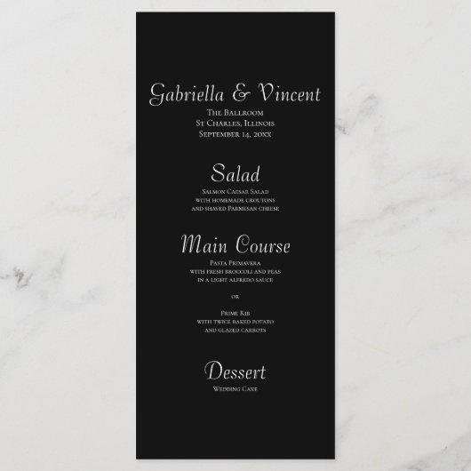 Orchidée blanche sur le menu Mariage noir (Dos)