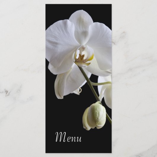 Orchidée blanche sur le menu Mariage noir (Devant)