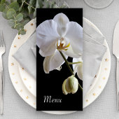 Orchidée blanche sur le menu Mariage noir